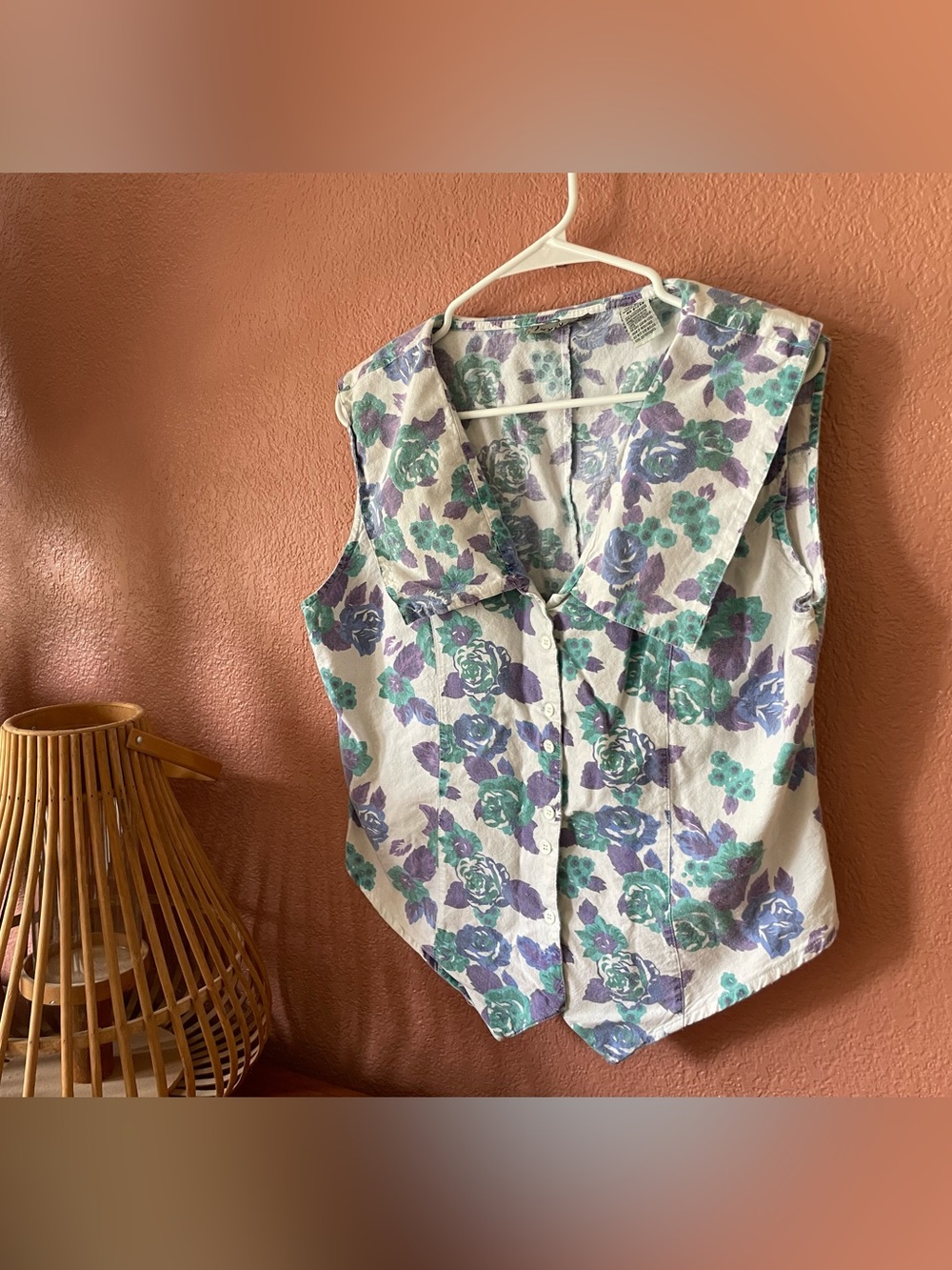 Vintage 90s Button Down Floral Collared Shirt